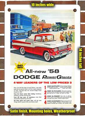 Metal Sign - 1958 Dodge Trucks All New 58 Dodge Power Giants - 10x14 Inches