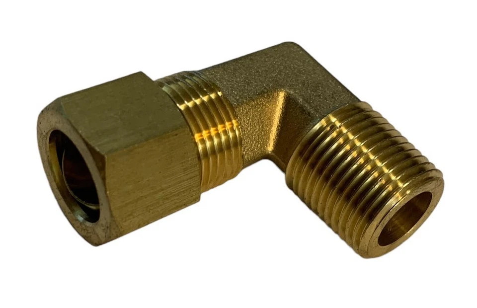 Plumbing Fitting 90 Degree Brass Elbow 1/4 Inch NPT X 1/4 Compression Tube Size - Image 2 of 3
