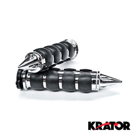 Comfortable Rubber Padded Motorcycle Hand Grips for 1" Inch Handlebar Cruisers - Picture 3 of 3