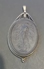 Wedgwood England Black Basalt Jasperware Cameo Necklace Pendant & Silver Mount