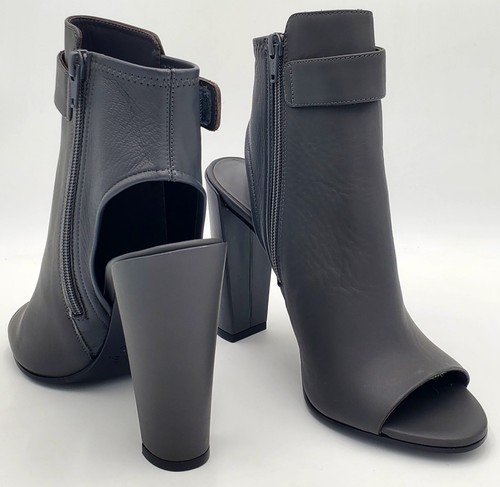 VINCE Brigham Women 8.5 M Graphite Black Leather Open Toe Ankle Boots New - Picture 7 of 24