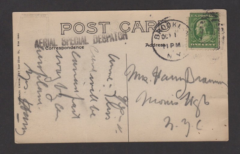 1911 US  ARIAL SPECIAL DESPATCH Brooklyn NY RPPC Airplanes Postcard