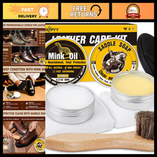 Leather Boot Care Kit - Mink Oil, Saddle Soap, Cleaner for All Leather Boots