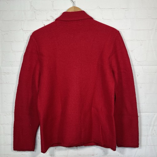 Cardigan donna vintage casual angolo annesso caldaia lana full zip rosso medio - Foto 11 di 11
