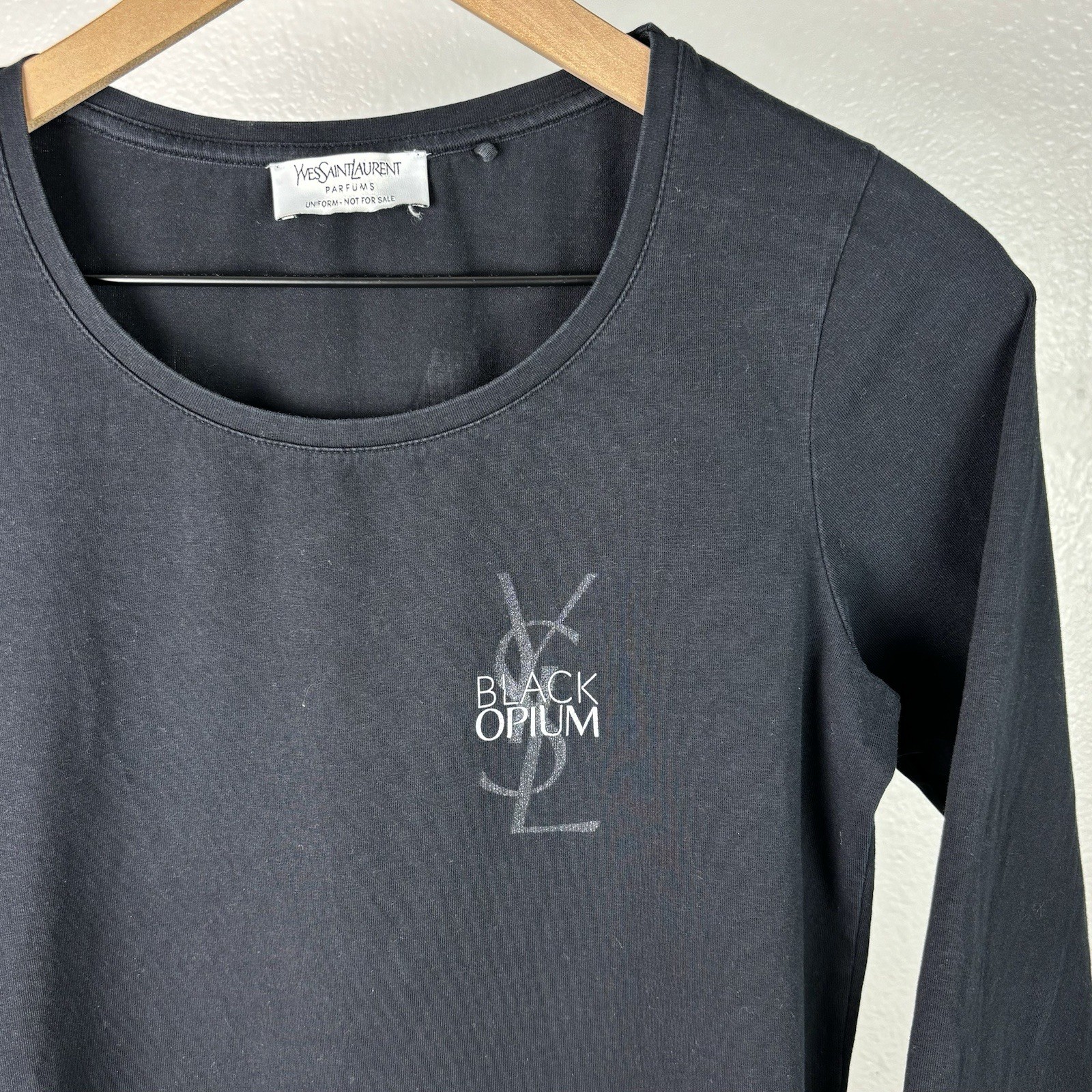 T shirt media Yves Saint Laurent logo grande double face nera scintillante manica 3 4