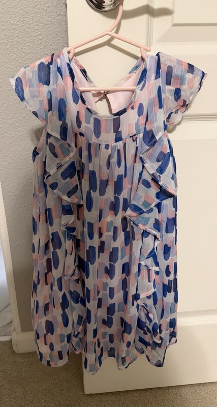 Kate Spade Brush Strokes Ruffle Chiffon Dress New York Size 6