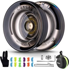 K2 Crystal Black Yoyo Professional, Responsive Yoyo for Kids Beginners with Extr