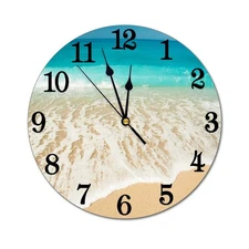 Sea Beach Wall Clock Battery Operated Silent Non Ticking Round Clock Summer O...