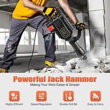 Demolition Jack Hammer 1700W Jack Hammer Concrete Breaker Heavy Duty Orange