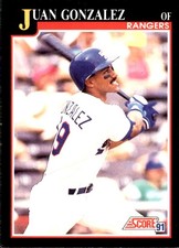 Juan Gonzalez 1991 Score #805 Texas Rangers FREE SHIPPING AutographDen