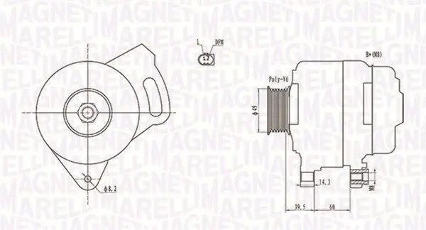 Alternatore con puleggia 063731750010 MAGNETI MARELLI per VW