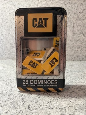 CAT Caterpillar CollectibleDominoes Set - 28 Piece DoubleSix Set in Window Tin