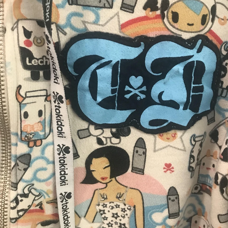 Tokidoki Sudadera con Capucha Mujer Grande Azul Chaqueta Moofia Estampado Completo Sudadera Y2K Foto 2 de 4