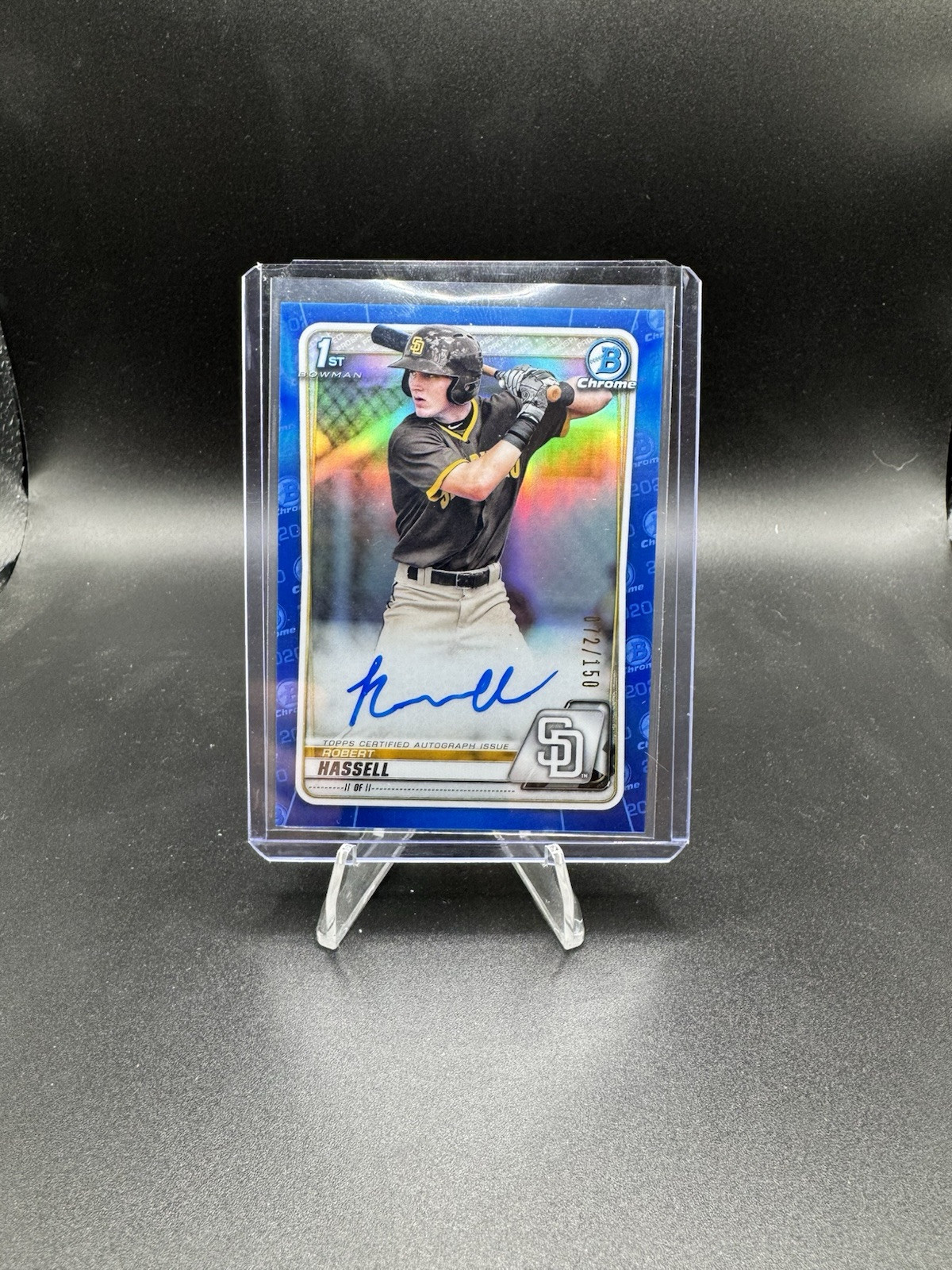 2020 Bowman Draft Robert Hassell 1st Chrome Blue Refractor Autograph /150