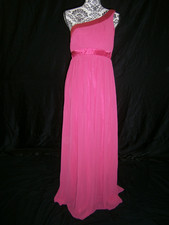 Bari Jay 10 Hot Pink Formal Mother Wedding Dress Chiffon Romantic Greek Goddess