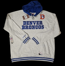 Denver Broncos Men  s Hoodie Mitchell  Ness Throwback Gray Mens S New 110    