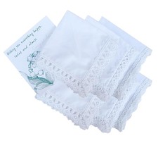 Womens Crochet Lace Handkerchiefs Soft Cotton Hankies Size 12.5"