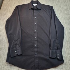 Charles Tyrwhitt Dress Shirt Mens 16.5 34/35 Black Solid Slim Fit Non Iron