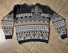 Vintage Fair Isle Nordic Sweater Mens Large Geometric Grandpa Dad Acrylic