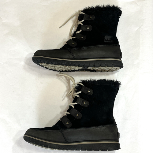 Sorel Cozy Joan Boots Sz 9 Womens Black Suede Winter Waterproof Ankle Fur Trim - Picture 6 of 17