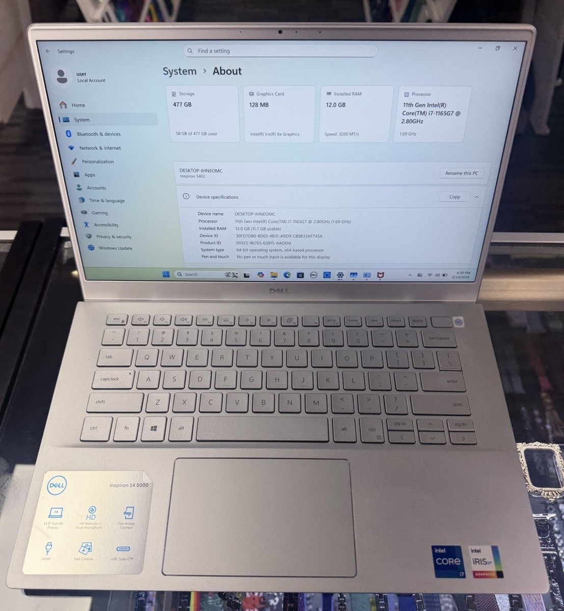 Inspiron 5402 i7-1165G7 メモリ16GB SSD1T Dell Inspiron 5402 14