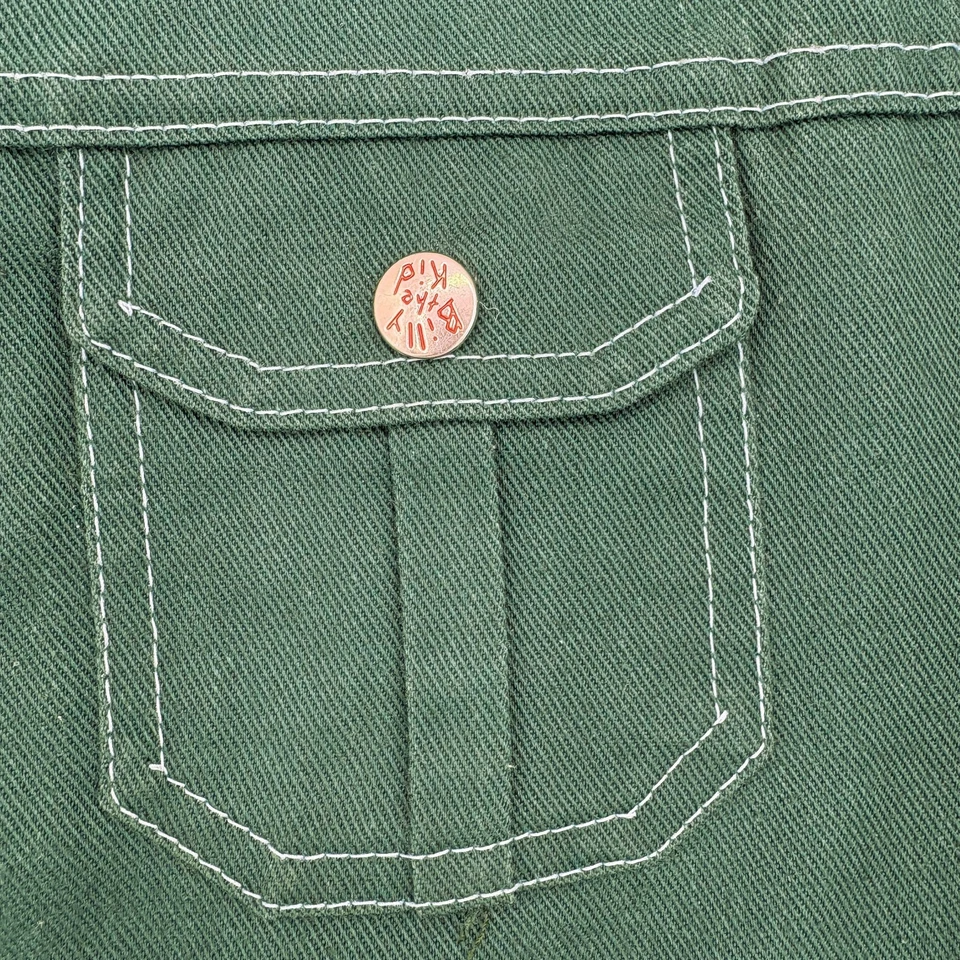 Chaqueta Billy the Kid Verde a Presión Camisa Abotonada Talla 12 Camisa Años 50/60 Lona Foto 4 de 4