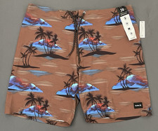 Hurley Phantom Board Shorts Quick Dry Brown Tropical Print Mens Size 38 NWT