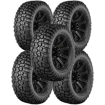 (QTY 5) LT255/75R17 BFG Mud Terrain T/A KM2 111/108Q LRC Black Wall Tires