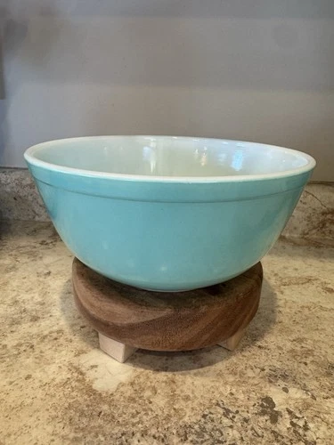 Vintage Pyrex 403 Turquoise Mixing Bowl 2.5 Qt Solid Blue USA Mid-Century Retro
