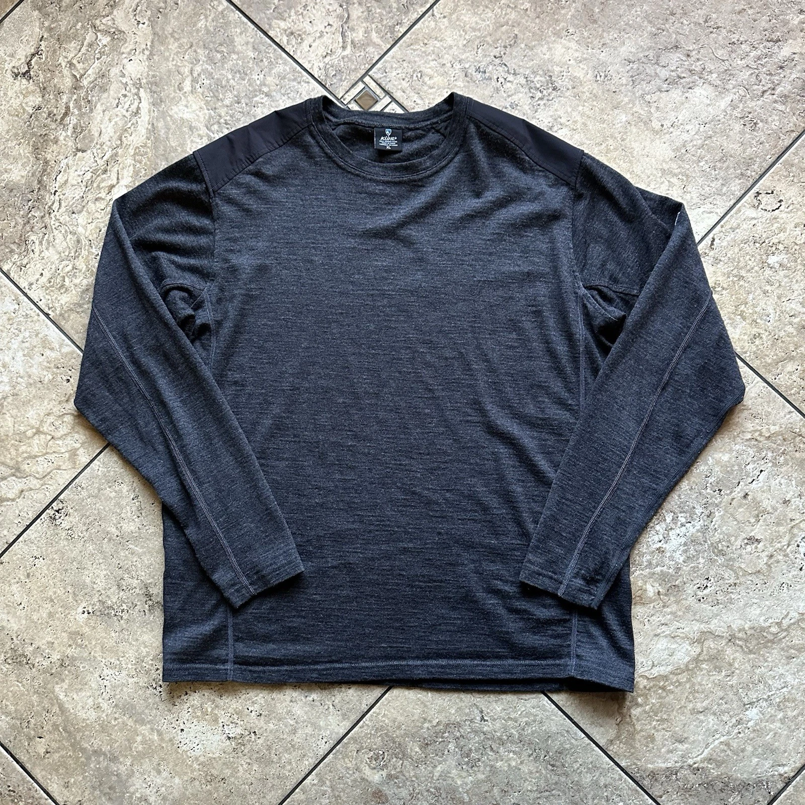 Kuhl Men’s XL Skar Crew Shirt 100% Merino Wool Long Sleeve Baselayer Hiking Gray