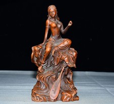 Exquisite Small Leaf Boxwood Qin Playing Beauty Ornament