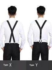 Elastic Suspenders for Elderly Men Adjustable Pant Braces Heavy Duty Clip On