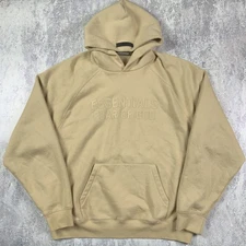 Fear Of God Essentials Hoodie Mens Large Beige FOG Streetwear Oversized Heavy