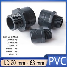 PVC Male Threaded Adapter Socket Straight Connector Pipe Fitting Gray 20 - 63 mm