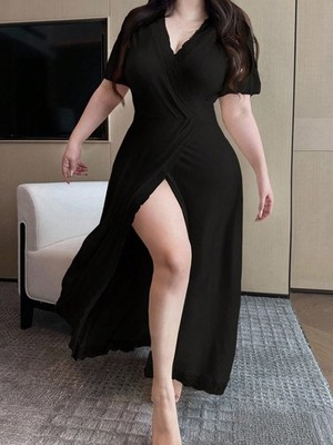 Elegantes Plus Size Nachthemd mit Kontrastspitze in Knielänge Billig24