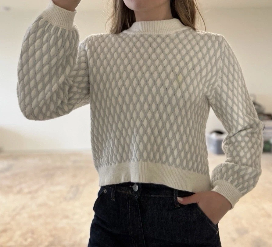 Suéter corto para mujer Pepin Anthropologie: gris y blanco en talla XS Foto 2 de 4