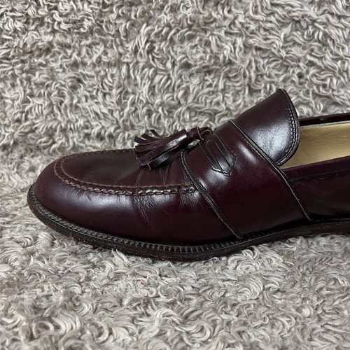 Johnston & Murphy Loafer Shoes Mens 10.5 Burgundy DOMANI 20003 Tassel Vintage - Picture 9 of 23