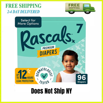 Rascals Premium Baby Diapers Size 7 Super Absorbent 96 Count Mega Box