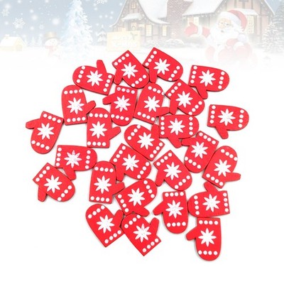  100PCS Weihnachten Hackgut Dekorationen Red Glove Form Holz Paster