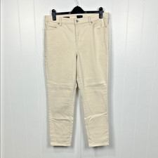 Talbots Womens Slim Ankle Pant 14 Cream/Off-White Zip/Button Fly Pockets EUC