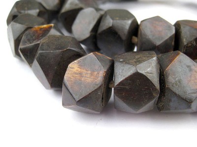 Dark Brown Kenya Bone Beads Faceted 21mm African Large Hole 26 Inch Strand