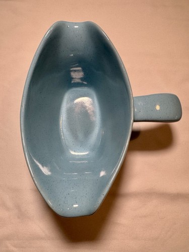 VTG MCM Frankoma Pottery Robin’s Egg Blue 2 Side Pour Gravy Boat with Handle 6S - Picture 6 of 12