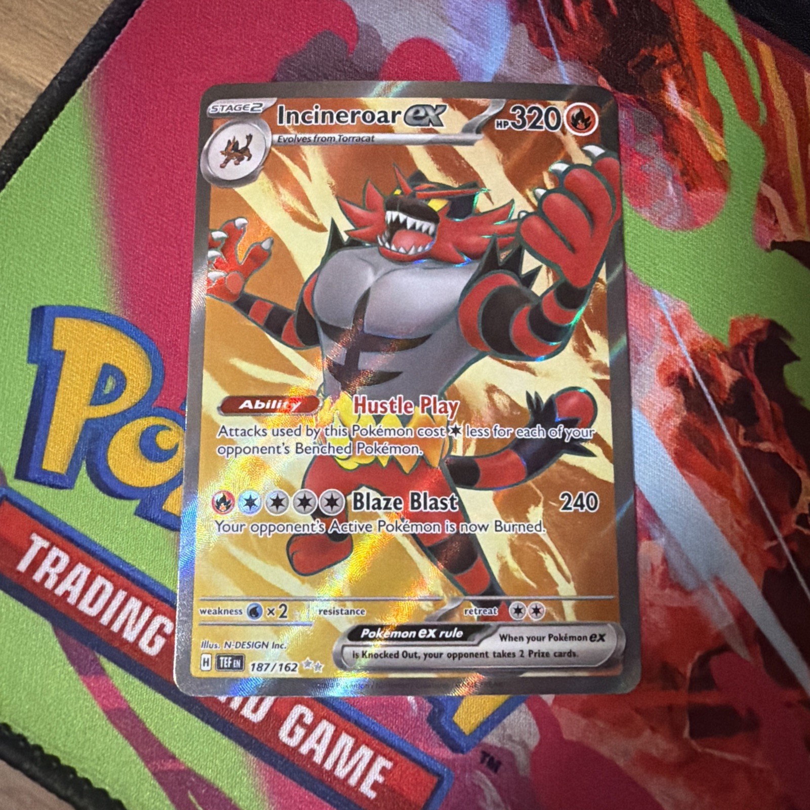 Incineroar ex 187/162 Temporal Forces Full Art Ultra Rare Holo - Pokemon Card