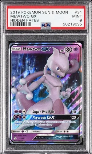 2019 POKEMON SUN & MOON HIDDEN FATES #31 MEWTWO GX PSA 9