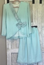 AFTER DARK Vintage Blue Party Formal Women Top  Skirt Read