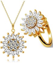 Sunflower Necklace Ring Set for Women Sunflower Jewelry Set