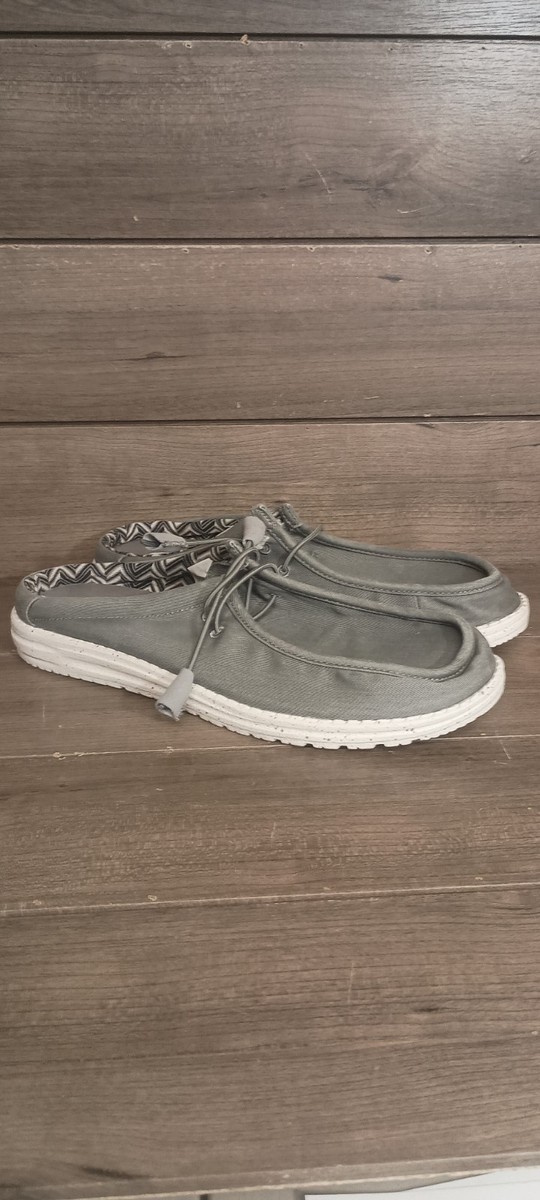 Hey Dude Mens Wally Slip Stretch Canvas Gray Black 11 Hey Dude Wally Stretch Iron Gray Canvas Slip on Shoes Men main image 2