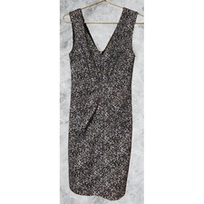 Express Womens Black White Abstract Print V-Neck Sheath Dress Size 6 Sleeveless
