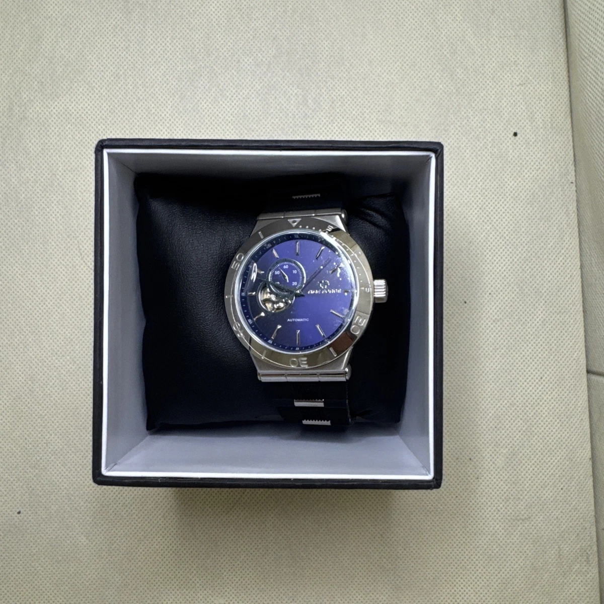 Time Force Status Automatic Mens Watch Open Heart Blue TF/A5020M