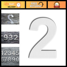 Large 12" Modern House Number 2 - Brushed Stainless Steel, Floating Design, Easy